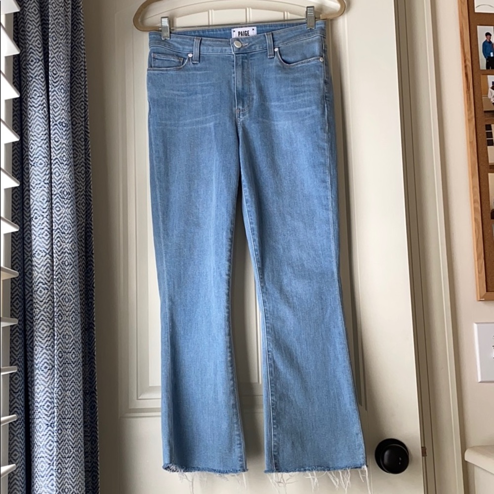 Paige Colette Crop Flare Jean Light Blue Wash